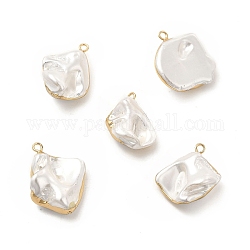 Baroque Shell Pearl Pendants, Nuggets Charms, with Brass Loops, Light Gold, 21~26x16~21x7~12mm, Hole: 1.8mm