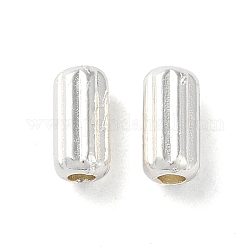 Séparateurs perles en alliage, Plaqué longue durée, forme de colonne rainurée, couleur d'argent, 6x3mm, Trou: 1.2mm