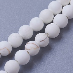 Brins de perles de magnésite naturelle, mat, ronde, 10x9.5~10mm, Trou: 1mm, Environ 39 pcs/chapelet, 15.2 pouce (38.6 cm)