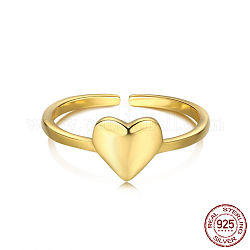 925 anillos abiertos de plata de ley., con sello s925, corazón, real 18k chapado en oro, diámetro interior: 17.6 mm