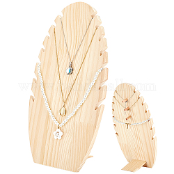 Wood Slant Back Necklace Display Stands, Pendant Necklace Organizer Holder for 5 Necklaces, Blanched Almond, 9x17.5x32.5cm