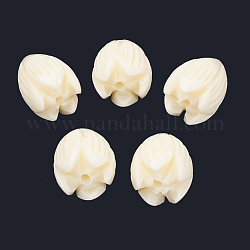 Perles de corail synthétiques teintes, fleur de jasmin, blanc crème, 8~8.5x6.5~7mm, Trou: 1mm