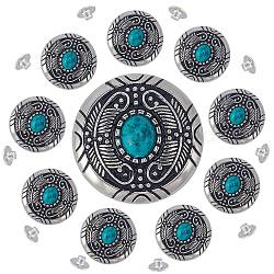 GORGECRAFT 1 Box 10Pcs Turquoise Screw Back Buttons 30mm Synthetic Turquoise Concho Cat Eye Engraved Metal Buttons Replacement Vintage Alloy Buckle for DIY Leather Craft Fabrics Sewing Decoration