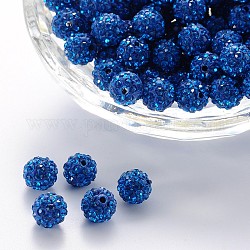 Pave bolas de discoteca, Abalorios de Diamante de imitación de arcilla polímero, Grado A, redondo, capri azul, pp12 (1.8~1.9 mm), 8mm, agujero: 1 mm