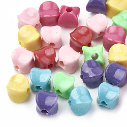 Perles acryliques opaques, lanterne, couleur mixte, 9x8.5x8.5mm, Trou: 2.5mm, environ 1350~1385 pcs/500 g