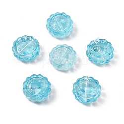 Manuell Murano Glas Perlen, flach rund mit Katzenpfotenabdrücken, Deep-Sky-blau, 15x5.5 mm, Bohrung: 1.2 mm