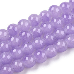 Baking Painted Imitation Jade Glass Round Bead Strands, Lilac, 8.5~9mm, Hole: 1.5mm, about 105pcs/strand, 31.8 inch