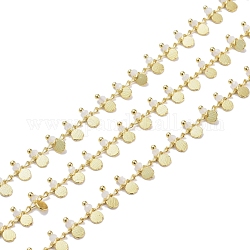 3.28 Feet Handmade Faceted Glass Beaded Chains, Soldered, with Brass Findings, Golden, Long-Lasting Plated, Lavender Blush, 7~7.5x3x2~2.5mm