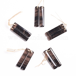 Natural Obsidian Pendants, for Jewelry Making, Rectangle, 48~48.5x10~10.5x4~4.5mm, Hole: 1mm