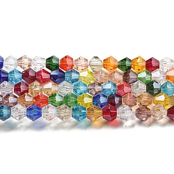 Transparentes perles de verre de galvanoplastie brins, perle plaquée lustre, facette, Toupie, colorées, 3.5mm, Environ 108~123 pcs/chapelet, 12.76~14.61 pouce (32.4~37.1 cm)