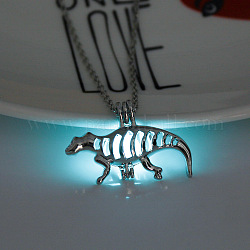 Ожерелье с подвеской в виде клетки динозавра из сплава с синтетическим светящимся камнем, светящиеся в темноте украшения для женщин, голубой, 17.72 дюйм (45 см)