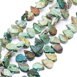 Brins de perles turquoises africaines naturelles (jaspe), larme, 12~20x5~15x3~7mm, Trou: 0.8mm, Environ 24 pcs/chapelet, 15.04'' (38.2 cm)