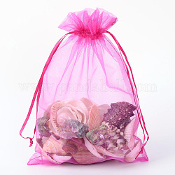 Bolsas de regalo de organza con cordón, bolsas de joyería, banquete de boda favor de navidad bolsas de regalo, rojo violeta medio, 23x17 cm
