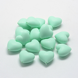 Perle di silicone ecologiche per uso alimentare, masticare perline per i denti, fare collane fai-da-te fai-da-te, cuore, verde chiaro, 19x20x12mm, Foro: 2 mm