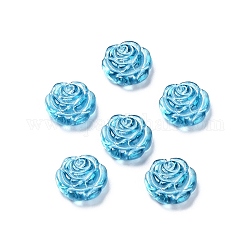 Металлизированный прозрачные акриловые шарики, металла обвитые, роза, Плут синий, 13.5x14x4.5~5 мм, отверстие : 1.6 мм, Около 950 шт / 500 г