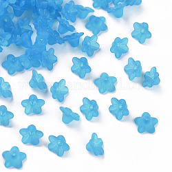 Perles en acrylique transparente, fleur, mat, bleu ciel, 10x5mm, Trou: 1mm, environ 4600 pcs/500 g