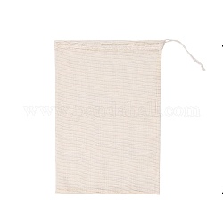 Хлопковые мешочки для хранения, шнурок сумки, прямоугольные, старинный белый, 33x27 см