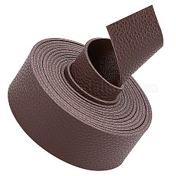 2M Flat Single Face Lychee Pattern Imitation Leather Band, Coconut Brown, 25x1.8mm, about 2.19 Yards(2m)/Roll
