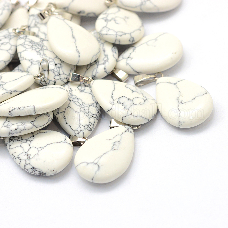 Wholesale Teardrop Natural Howlite Pendants