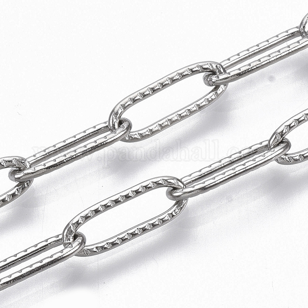 Wholesale 304 Stainless Steel Textured Paperclip Chains - Pandahall.com