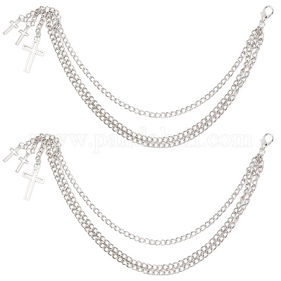 2 шт. двухслойные браслеты из сплава с крестиками для женщин&nbsp;AJEW-SP0001-96-1