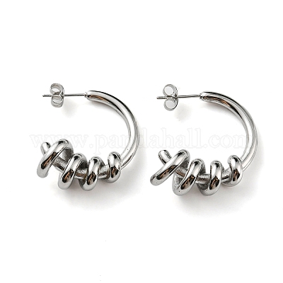 Men's Stainless Steel 10mm Thick Silver Hoop Earrings