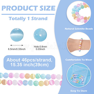 1 нить бусины из натурального селенита&nbsp;G-TA0002-88B-1
