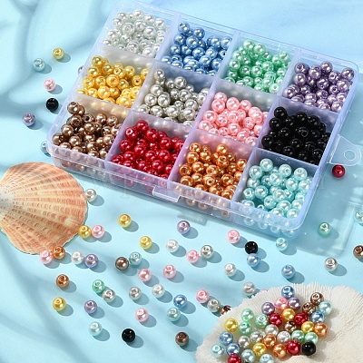 780 Stück 12 Farben Einbrennlack-Glasperlen&nbsp;HY-YW0001-03B-1