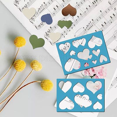 Hearts stencils - Set of 6 different sizes. Reusable heart stencils from 1  to 3.5