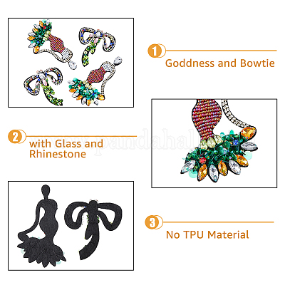 4 шт. 2 стильных аксессуара для одежды из стекла и стразов&nbsp;DIY-HY0001-18-1