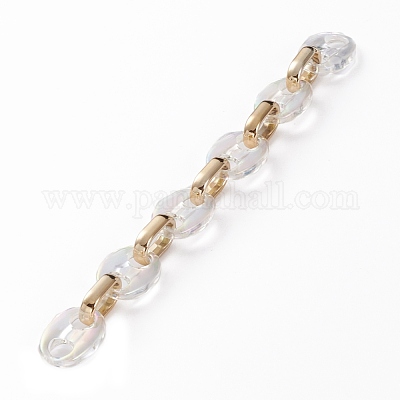 Handmade Transparent Acrylic Coffee Bean Chains, with CCB Plastic Linking  Rings, Clear AB, 24x17x4.5mm, 18.5x11.5x4.5mm, 39.37 inch(1m)/strand