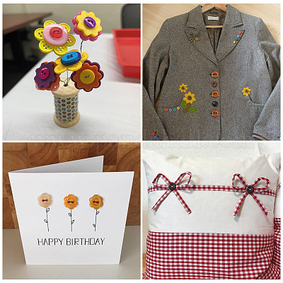 120 шт. 6-х цветные деревянные пуговицы-цветы с 2 отверстиями&nbsp;BUTT-TA0001-40B-1