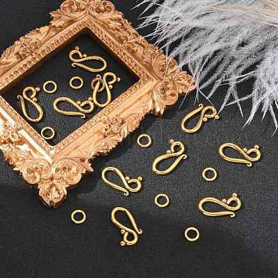 50 sets Alloy Hook and Eye Clasps Golden Color Lead Free Cadmium