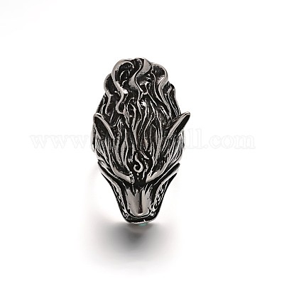 Персонализированные ретро мужские перстни из нержавеющей стали 304 в виде волка RJEW-O014-01-1