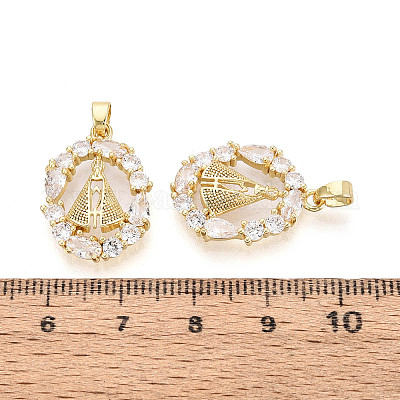 Латунные микропаве прозрачные подвески с фианитом&nbsp;KK-N259-04G-1