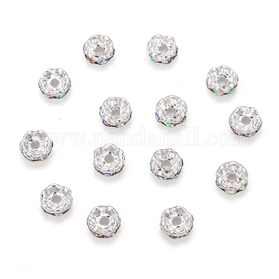 Perles séparateurs en laiton avec strass&nbsp;RB-A014-L6mm-28S-1