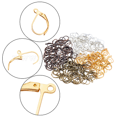 NBEADS 200 Pcs Brass Leverback Earring Findings, French Earring Hooks  Leverback Earwires Earring Hooks Hypoallergenic Ear Wire with Open Loop for  DIY Earring Making Jewelry, 4 Colors 