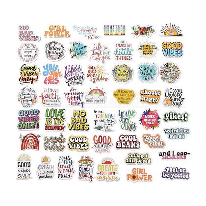 50 Uds. Juego de etiquetas adhesivas de papel con palabras en inglés de dibujos animados DIY-G075-01-1