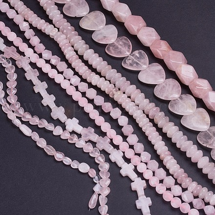 Chapelets de perles en quartz rose naturel G-XCP0003-1
