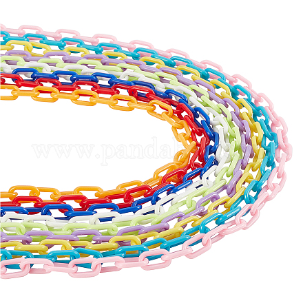 Nbeads 20 Strands 10 Colors Handmade Opaque Acrylic Paperclip Chains KY-NB0001-33-1