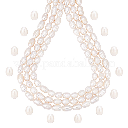 SuperZubehör 3 Stränge natürliche Süßwasserzuchtperlen ca. 126 Stück beige ovale Abstandsperlen Perle lose Kunst- und Handwerksperlen für die Schmuckherstellung PEAR-FH0001-02-1