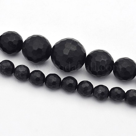 Facettes pierre noire naturelle ronde graduée perles brins G-E302-031-1