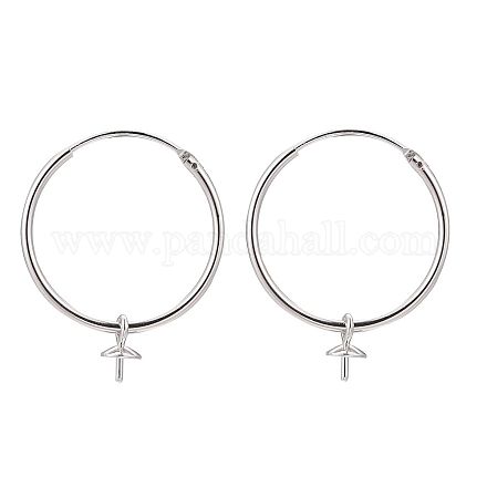 925 orecchino a cerchio in argento sterling placcato in rodio STER-I016-069P-1