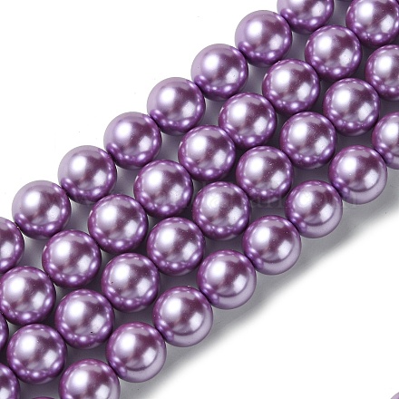 Brins de perles rondes en verre teinté écologique HY-A002-12mm-RB056-1