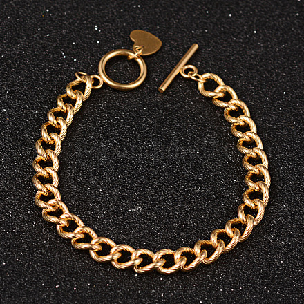 Coeur bracelets de la chaîne de trottoir 304 en acier inoxydable BJEW-K058-G-1