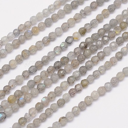 Faceted Round Natural Labradorite Bead Strands G-I156-03-3mm-1