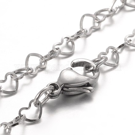 Corazón 304 de acero inoxidable enlace pulseras BJEW-JB01929-1