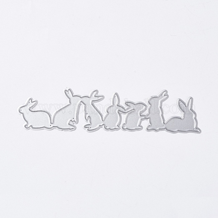 バニー炭素鋼切削ダイステンシル  DIYスクラップブッキング/フォトアルバム用  装飾的なエンボス紙カード  ウサギの巣  マットプラチナカラー  2.65x11.3cm DIY-L024-06-1