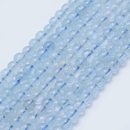 Natürliche Aquamarin Perlen Stränge G-I206-51-4mm-1