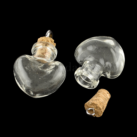 Bouteille en verre de coeur pour les conteneurs de perles AJEW-R045-11-1